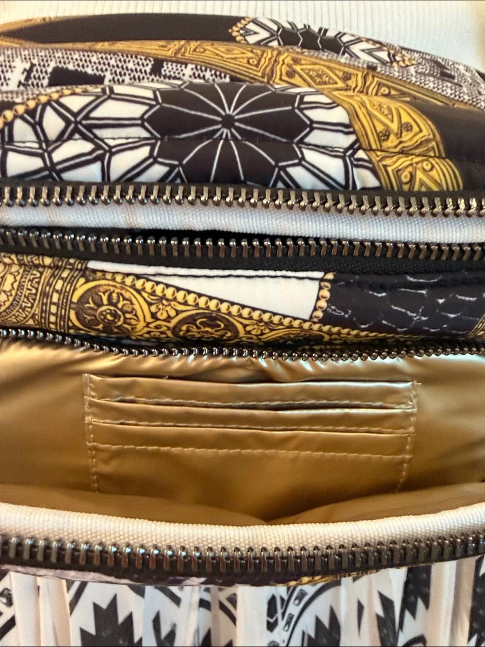 THINK ROYLN Black, White & Gold Patterned Belt Bag